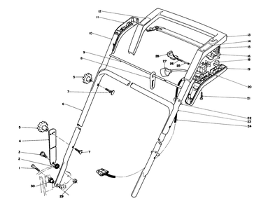 Handle Assembly Diagram and Parts List for 20564C 7000001 - 7999999 Toro Lawn Mower