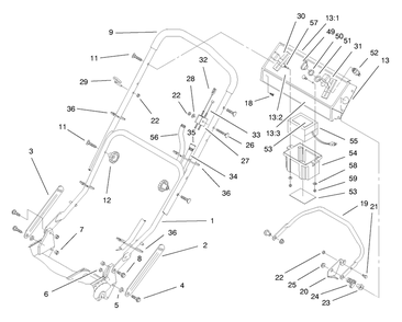 Handle Assembly Diagram and Parts List for 20787 8900001 - 8999999 Toro Lawn Mower