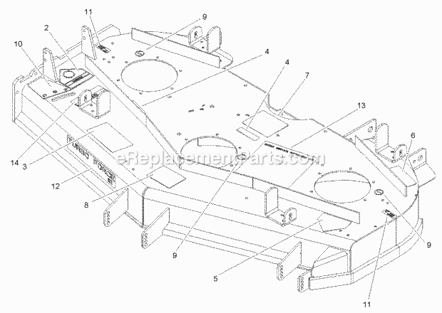 Deck Decal Assembly No. 107-1623 Diagram and Parts List for 74239 250000001-250999999 Toro Lawn Mower