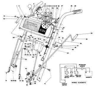 Handle Assembly Diagram and Parts List for 38080 5000001 - 5999999 Toro Snow Blower