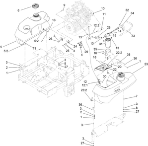 Fuel System And Throttle Control Assembly Diagram and Parts List for 74264TE (314000001-314999999)(2014) Toro Lawn Mower