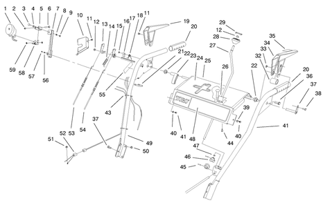 Handle Assembly Diagram and Parts List for 38590 9900001 - 9999999 Toro Snow Blower