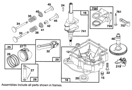 Engine Briggs & Stratton Model 286707-0453-01 Diagram and Parts List for 71202 5900001 - 5999999 Toro Lawn Tractor