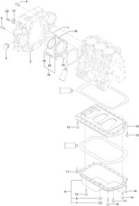 Flywheel Housing And Oil Sump Assembly Diagram and Parts List for 25403 400000000 - 401399999 Toro Lawn Tractor Accessories