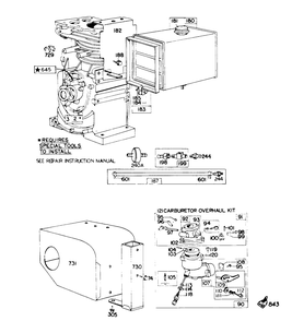 Engine Briggs & Stratton Model 190402 Type 0989-01 Diagram and Parts List for 38150 3000001 - 3999999 Toro Snow Blower
