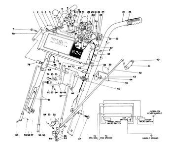 Handle Assembly Diagram and Parts List for 38085 2000001 - 2999999 Toro Snow Blower