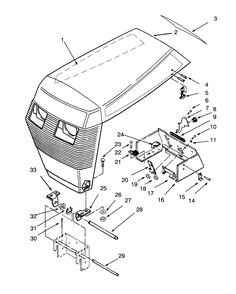 Hood Assembly Diagram and Parts List for 73421 3900001 - 3999999 Toro Lawn Tractor