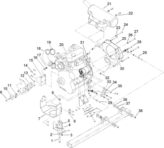 Engine Mount Assembly Diagram and Parts List for 74269 (240000001-240999999)(2004) Toro Lawn Mower