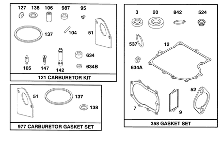 Engine Briggs & Stratton Model 282707-0119-01 Diagram and Parts List for 71182 5910001 - 5999999 Toro Lawn Tractor