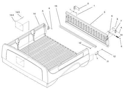 Box And Tailgate Assembly Diagram and Parts List for 12004 220000001 - 220999999 Toro Lawn Tractor
