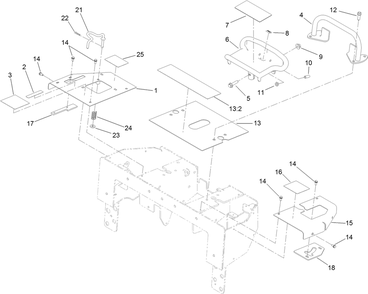 Control Handle And Reference Bar Assembly Diagram and Parts List for 22342HD 402000000 - 404696699 Toro Lawn Tractor Accessories