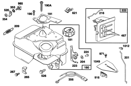 Engine Briggs & Stratton Model 135202-0263-01 Diagram and Parts List for 62924 6900001 - 6999999 Toro Leaf Blower / Vacuum