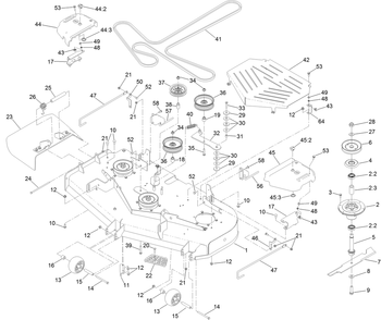 Deck Assembly Diagram and Parts List for 77292TE 408875659-409999999 Toro Lawn Tractor