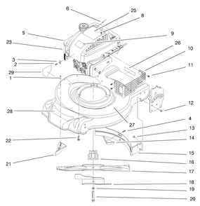 Engine & Blade Assembly Diagram and Parts List for 20445 7900001 - 7999999 Toro Lawn Mower