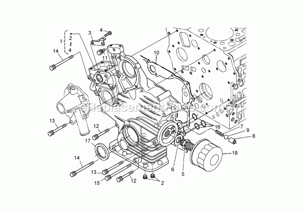 Gear Case And Oil Filter Cartridge Assembly Diagram and Parts List for 74265 260000001-260999999 Toro Lawn Mower