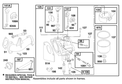 Engine Briggs & Stratton Model 283707-1156-E1 Diagram and Parts List for 71201 8900001 - 8999999 Toro Lawn Tractor