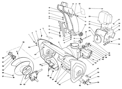 Housing & Chute Assembly Diagram and Parts List for 38505 9000001 - 9999999 Toro Snow Blower