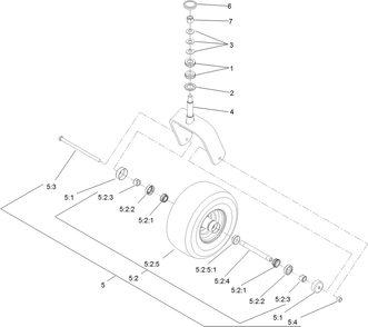 Caster Wheel And Fork Assembly Diagram and Parts List for 74943CP (312000001-312999999)(2012) Toro Lawn Mower