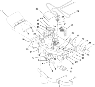 Deck Assembly Diagram and Parts List for 74409TE (270000001-270000700)(2007) Toro Lawn Mower