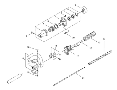 Clutch And Handle Assembly Diagram and Parts List for 53011 890001 - 895000 Toro Trimmer