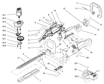 Hedge Trimmer Assembly Diagram and Parts List for 51596 9900001 - 9999999 Toro Trimmer