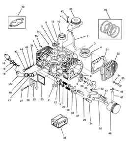Engine Cylinder Block Assembly Diagram and Parts List for Y1-16OEE4 2000001 - 2999999 Toro Lawn Tractor