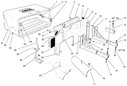 44in And 52in Model 30128 Assembly Diagram and Parts List for 30128 990001 - 999999 Toro Lawn Tractor Accessories