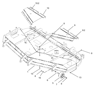Deck And Wheel Gage Assembly Diagram and Parts List for 74231 (230006001-230999999)(2003) Toro Lawn Mower