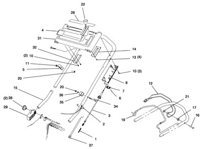 Handle Assembly (Model No. 20808b Only) Diagram and Parts List for 20808B 6900001 - 6999999 Toro Lawn Mower