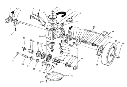Gear Case Assembly Diagram and Parts List for 26630BC 4900001 - 4999999 Toro Lawn Mower
