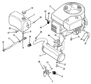 Engine Fuel & Exhaust Assembly Diagram and Parts List for R2-12OE02 2000001 - 2999999 Toro Lawn Tractor