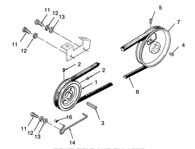 Drive Belt And Pulleys Diagram and Parts List for 73320 3900001 - 3999999 Toro Lawn Tractor