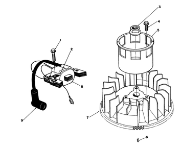 Magneto & Flywheel Assembly (Engine Model No. Vmh7-4) Diagram and Parts List for 22622 0000001 - 0999999 Toro Lawn Mower