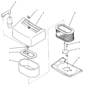Air Cleaner Assembly Diagram and Parts List for 74021 490001 - 499999 Toro Lawn Tractor