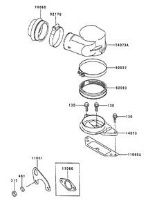 Air-Filter/Muffler Diagram and Parts List for 74214 (210000001-210999999)(2001) Toro Lawn Mower