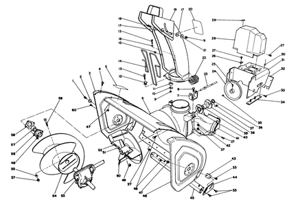 Housing & Chute Assembly Diagram and Parts List for 38573 9000001 - 9999999 Toro Snow Blower