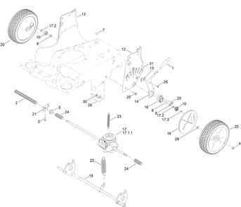 Rear Wheel And Height-Of-Cut Assembly Diagram and Parts List for 20978 400000000 - 402099999 Toro Lawn Mower