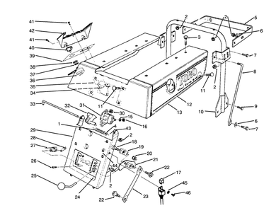 Rear Body Assembly Diagram and Parts List for 70040 59000001 - 59999999 Toro Lawn Tractor