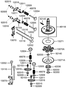 Valve And Camshaft Assembly Diagram and Parts List for 74410 (250007001-250999999)(2005) Toro Lawn Mower
