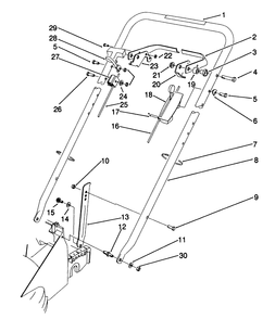 Handle Assembly Diagram and Parts List for 22581 1000001 - 1999999 Toro Lawn Mower