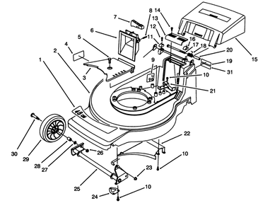 Housing Assembly Diagram and Parts List for 20922B 39000001 - 39999999 Toro Lawn Mower