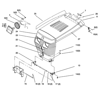 Hood And Grille Diagram and Parts List for 73363 6900001 - 6999999 Toro Lawn Tractor