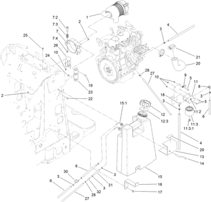 Fuel Tank And Air Filter Assembly Diagram and Parts List for 22337CP 405700000 - 410399999 Toro Lawn Tractor Accessories