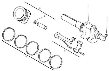 Crankshaft, Piston And Rings Diagram and Parts List for 30612 990001 - 999999 Toro Lawn Tractor