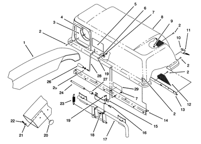 Hopper & Chute Assembly Diagram and Parts List for 79102 5900001 - 5999999 Toro Lawn Tractor