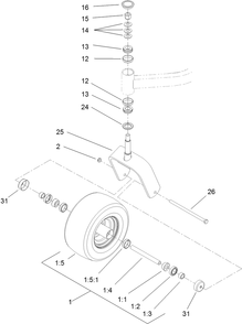 Caster Wheel And Fork Assembly Diagram and Parts List for 74274 (313000001-313999999)(2013) Toro Lawn Mower