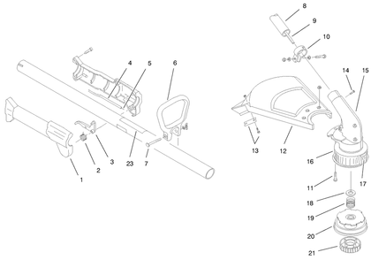 Boom And Trimmer Assembly Diagram and Parts List for 51906 790000001 - 799999999 Toro Trimmer