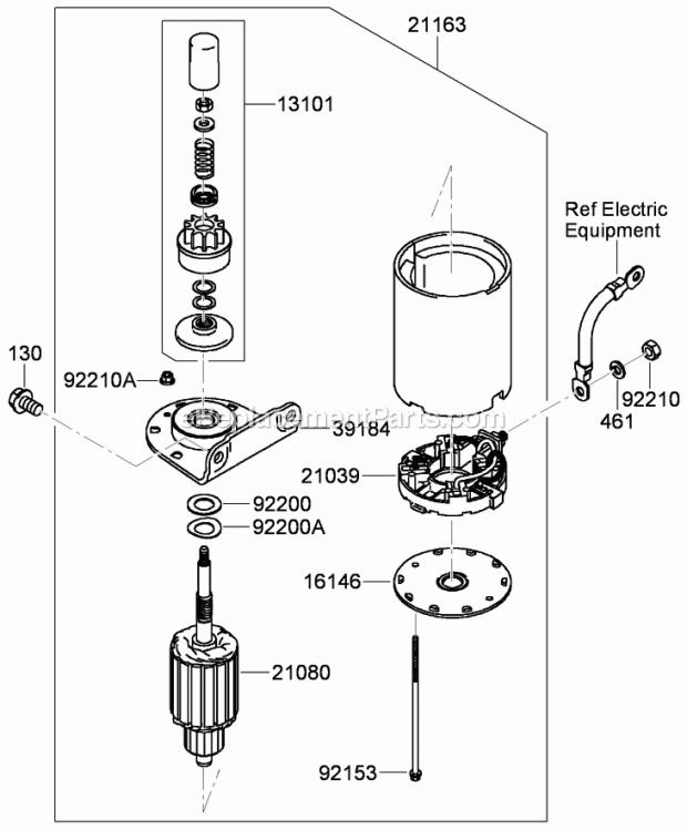 Starter Assembly (S/N Fh680-C00798 And After) Diagram and Parts List for 74921 290000001-290999999 Toro Lawn Mower