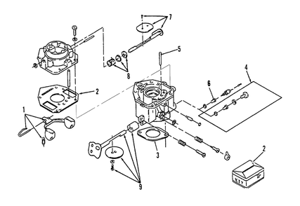 Carburetor Diagram and Parts List for 73421 5900001 - 5901046 Toro Lawn Tractor