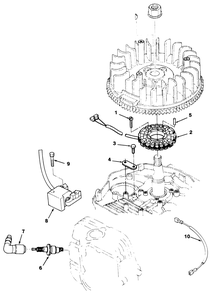 12hp Engine Ignition Assembly Diagram and Parts List for 32-120EA1 1000001 - 1999999 Toro Lawn Tractor